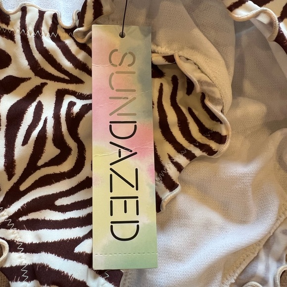 Sundazed Juniors Mermaid Zebra Ruffled Bikini Bottom in Mocha (M) - Picture 6 of 7